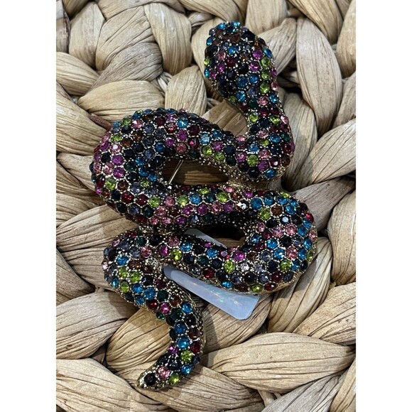 DESIGNER STYLE UNSIGNED HUGE 3.25 INCH SNAKE BROOCH / PENDANT Multicolored - Picture 1 of 6